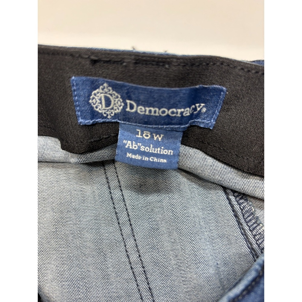 Democracy Jeans Womens Plus 18W Blue Straight Ab Solution Distressed High Rise - Picture 4 of 9